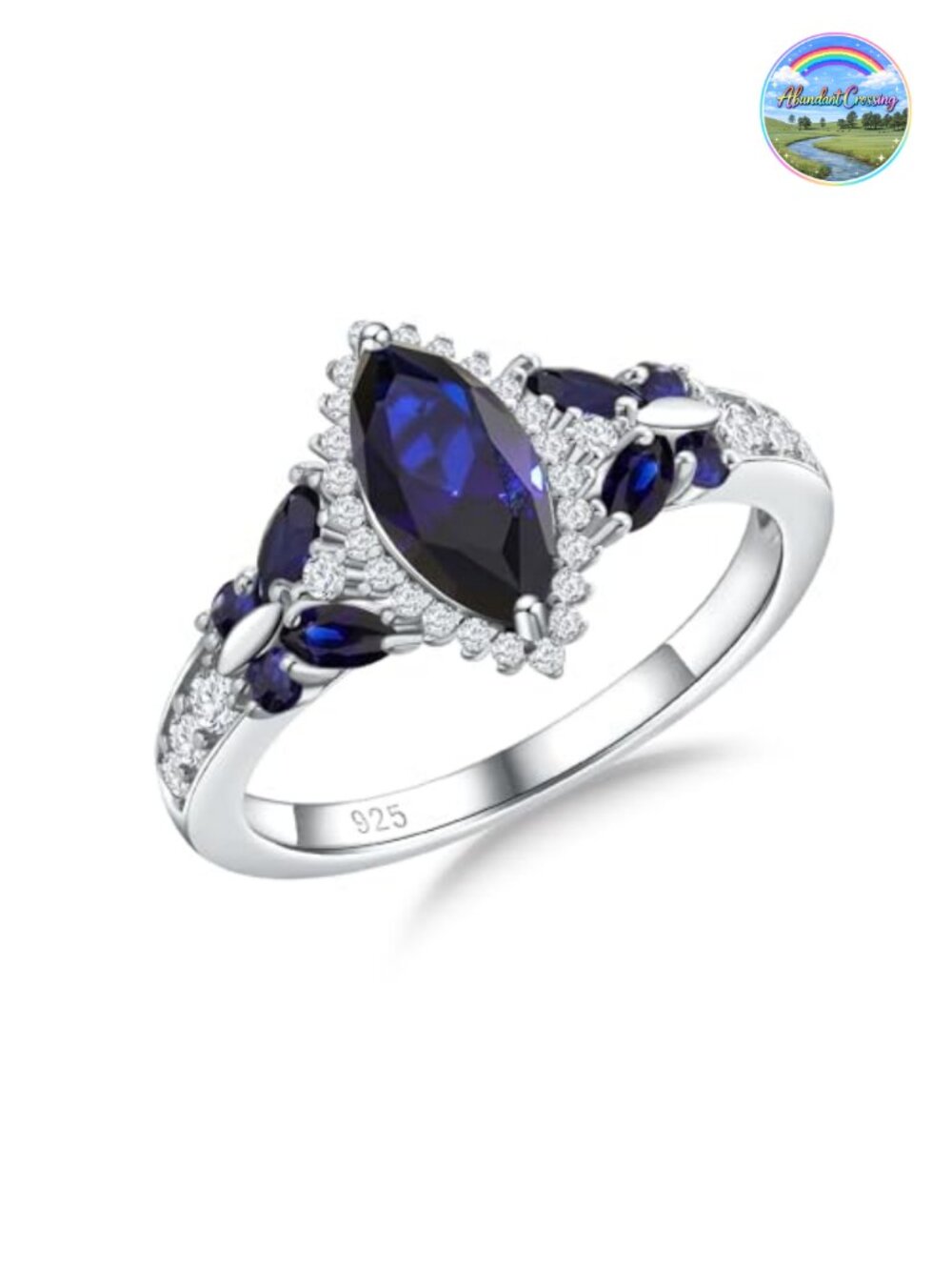 Sterling Silver Sapphire Butterfly Promise Ring Halo Engagement